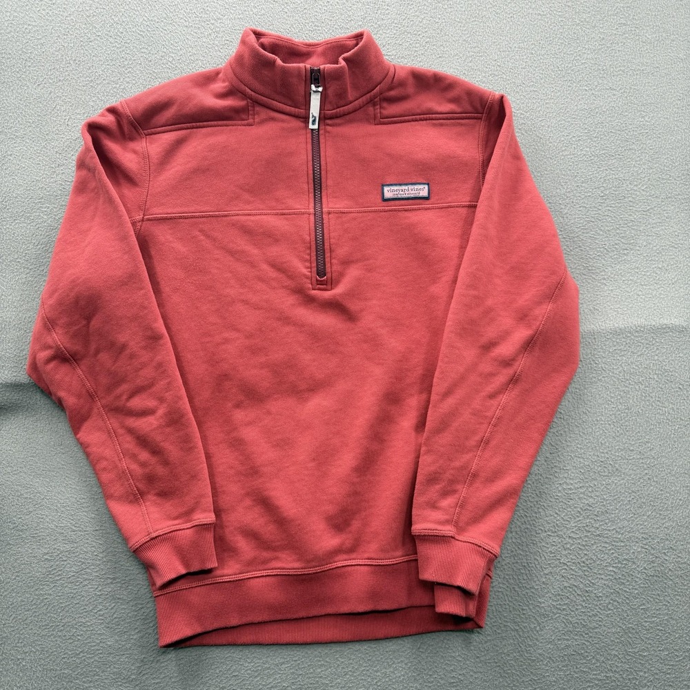 Vineyard Vines Sweatshirt Mens Small Red 1/4 Zip Fleece Mock Neck Pullover
